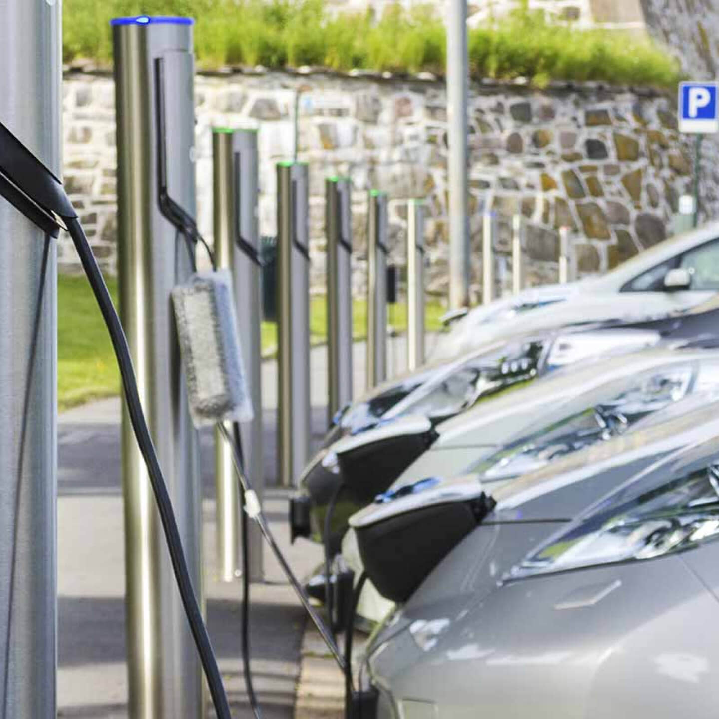 Cars on a charging station