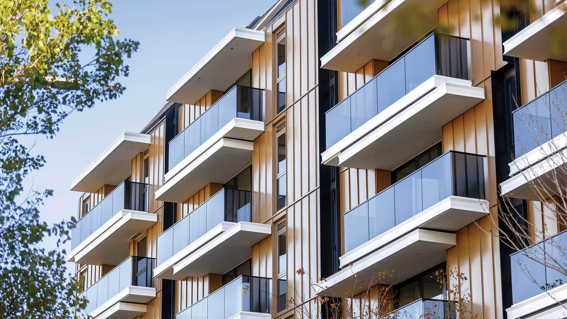 Diagonal view of balconies 