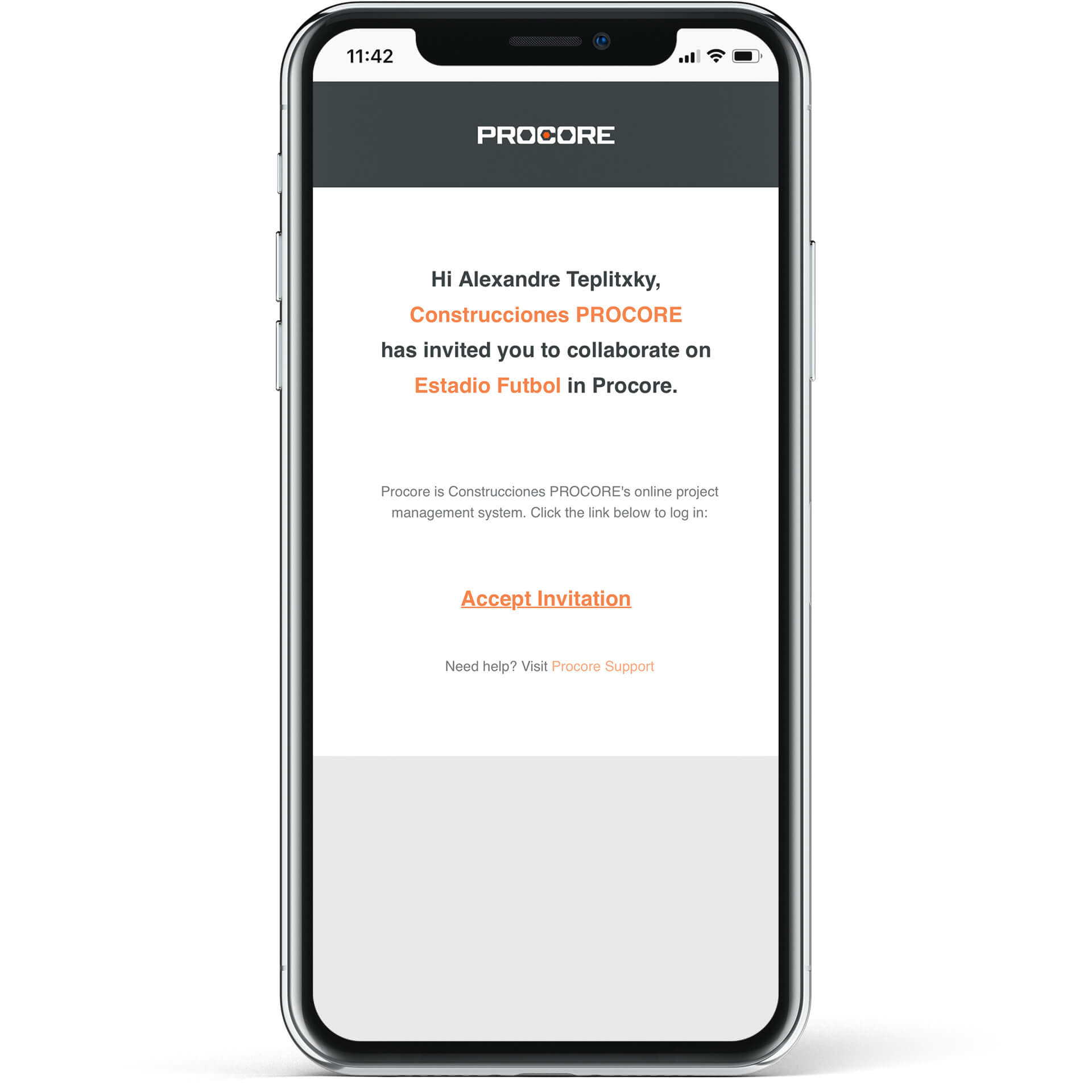 Procore invoice screen