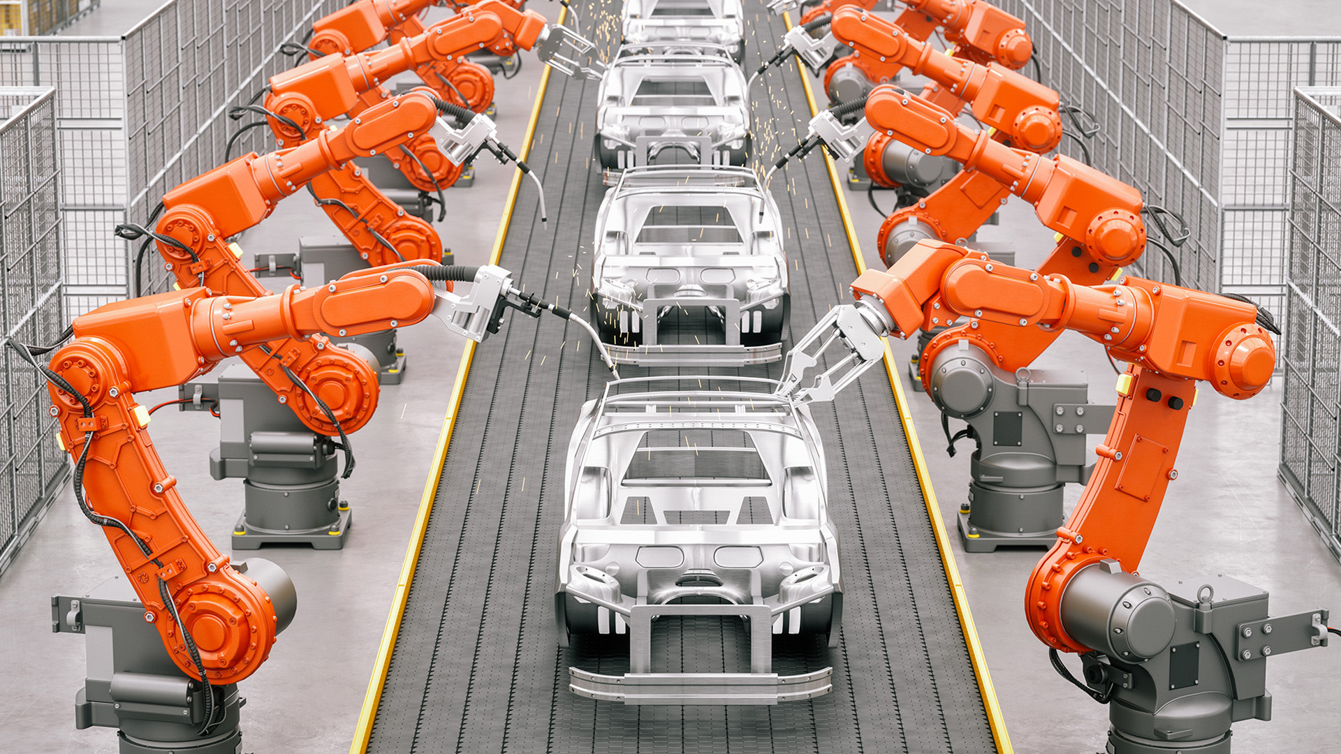 robotic plant line assembling cars