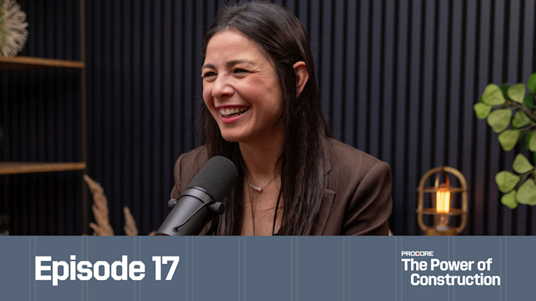 Procore podcast guest speaking to the microphone