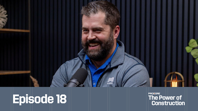 Procore podcast guest speaking to the microphone