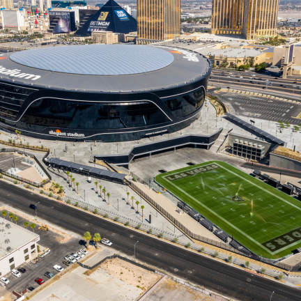 Aerial shot of a stadium