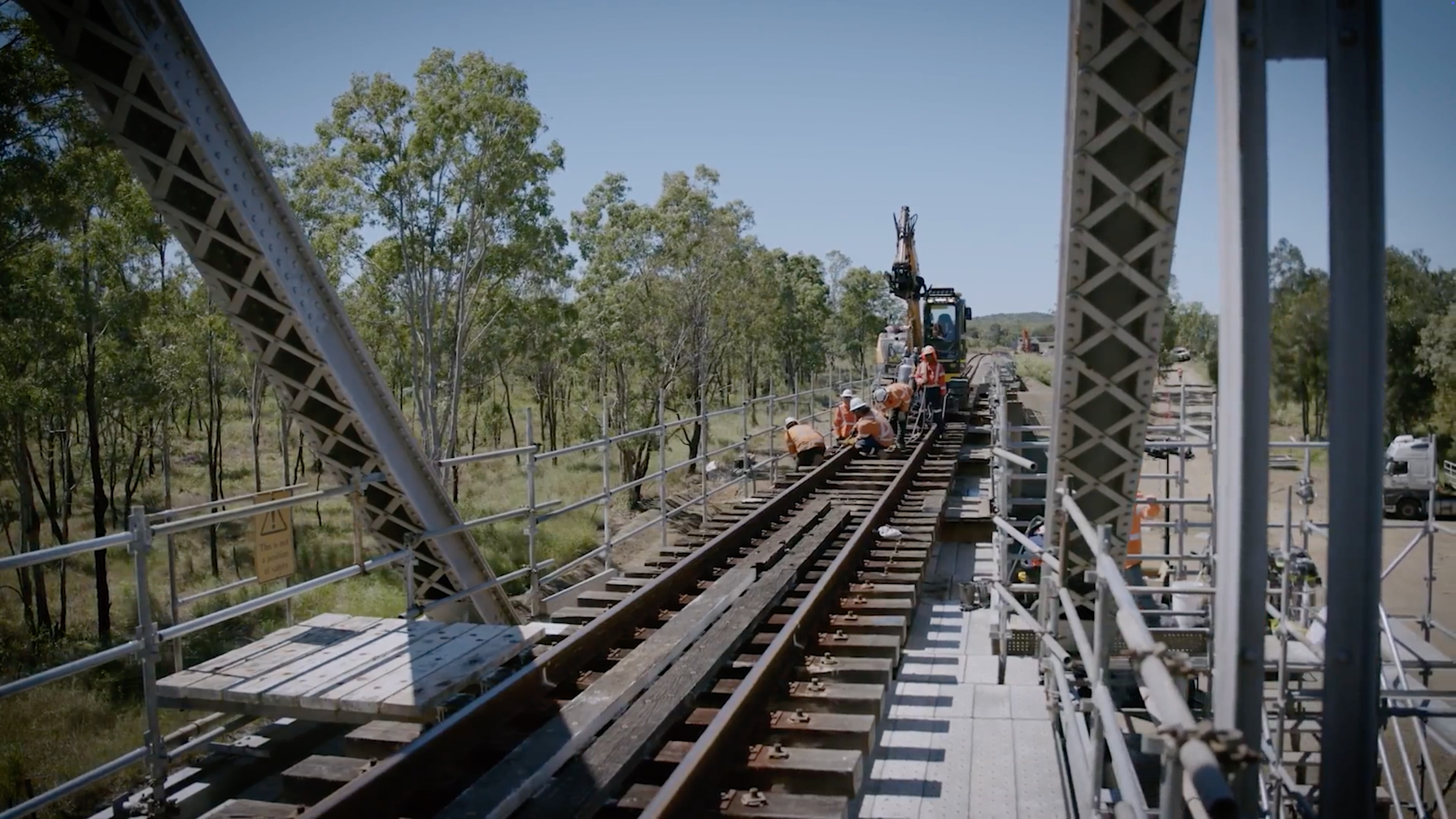 Haslin construction workers worong on a railway line