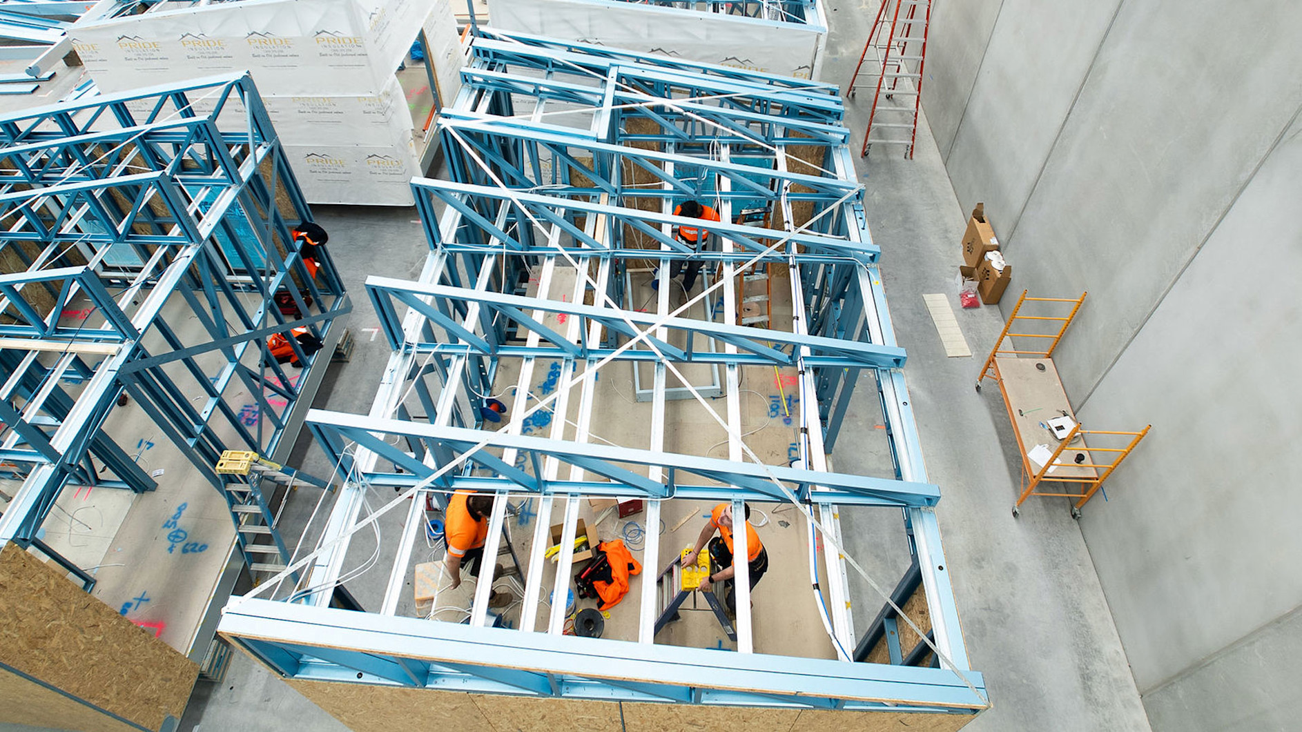 Photo of modular home being worked on by Better Living Group