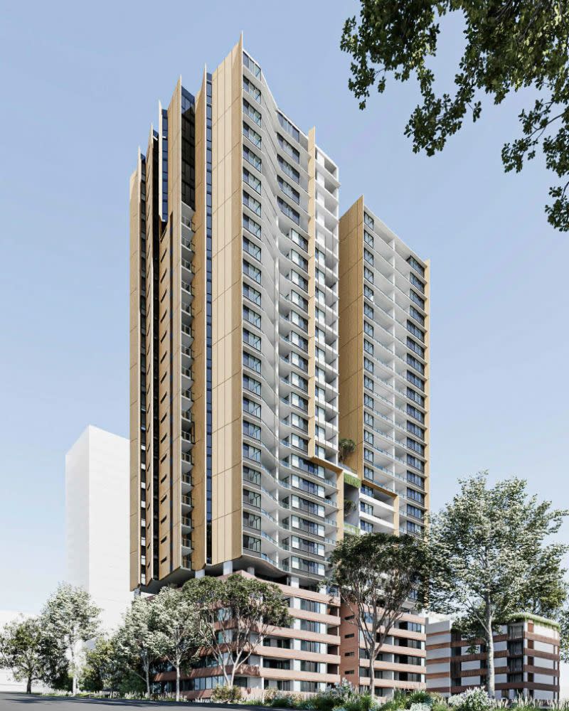 An artist's impression of Landmark Group's amended plans, which keep two of the original three approved residential buildings.