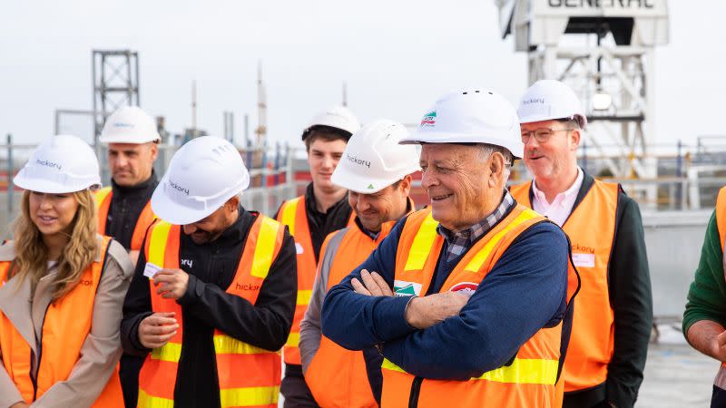  Salta Properties' Founding Director Sam Tarascio Snr, pictured at the topping out ceremony.