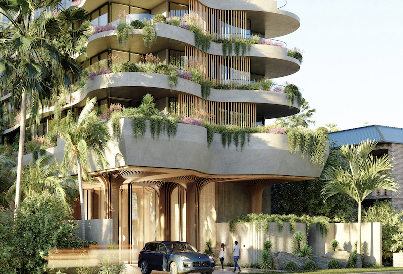 A render of the apartment tower Gurner is proposing for Burleigh Heads.