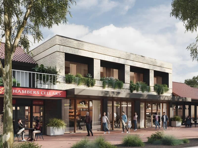 A rendering of the proposed shop-top housing project at 64-68 May Road, Narraweena.