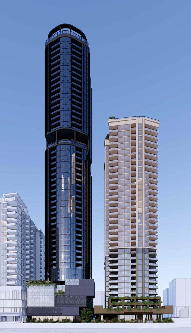 Sarazin's East and West Stanley Quarter towers, as designed by GSA Group