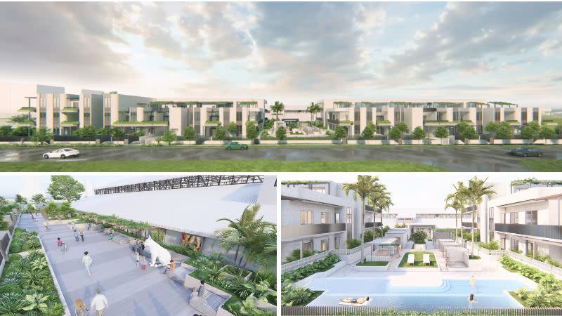 Renders of the apartment buildings proposed for the Bulimba Barracks site redevelopment.