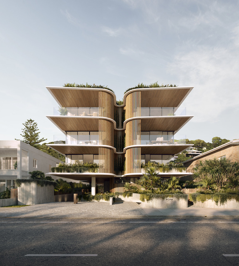 A render of the approved residential tower at Currumbin dubbed Kora.