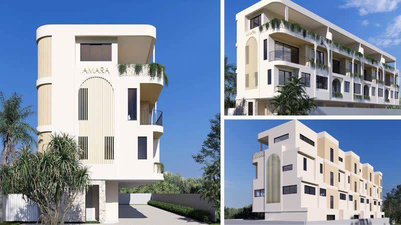 Renders of the proposed four-storey townhouse development at  Thirteenth Avenue, Palm Beach. 