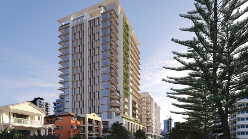 A rendering of the Coolangatta tower proposal comprising 88 two and three-bedroom apartments.