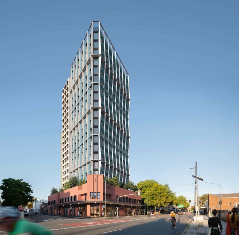 An artist's impression of the building, which the developer says is likely to be managed by UniLodge—Australia’s second-biggest student accommodation provider.