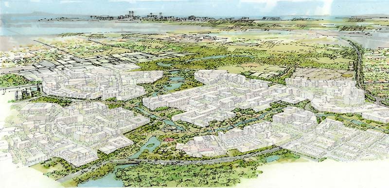 An artist's impression of La Trobe University's 'Bushland City'