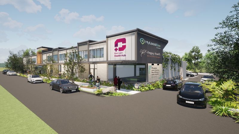 Render of Cornerstone's $18-million Beerwah Health Hub under construction in the Sunshine Coast hinterland.