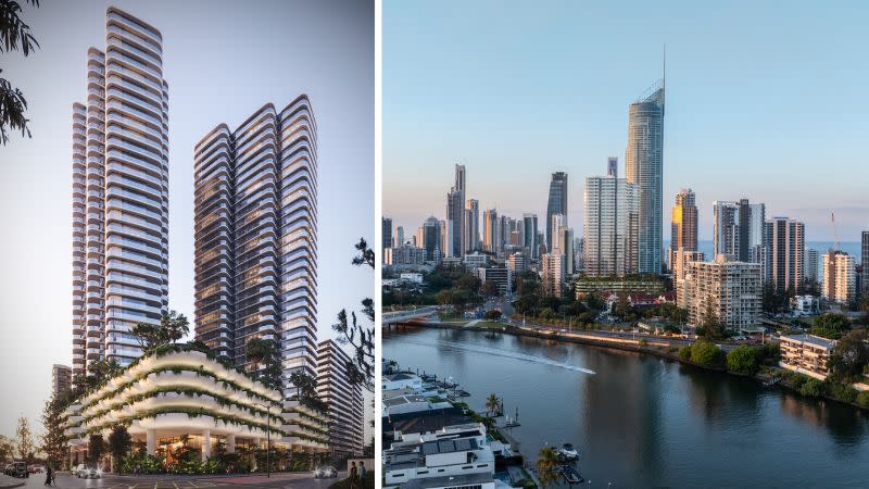 Renders of Andrews Projects' proposed new twin tower plans for the Surfers Paradise site.