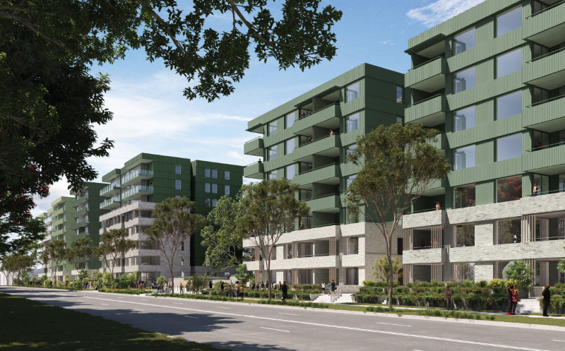 Pagewood: A rendering of the view from the Bonnie Doon Golf Club to the 224 home Pagewood redevelopment,