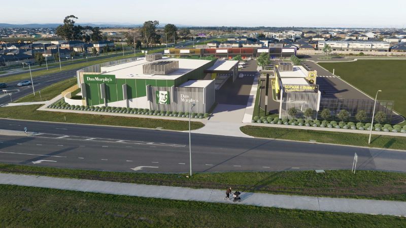 Griffith Group's Meridian Village Precinct 2 in Clyde North, a new development with large format retail and a drive through fast food and bottle-o.