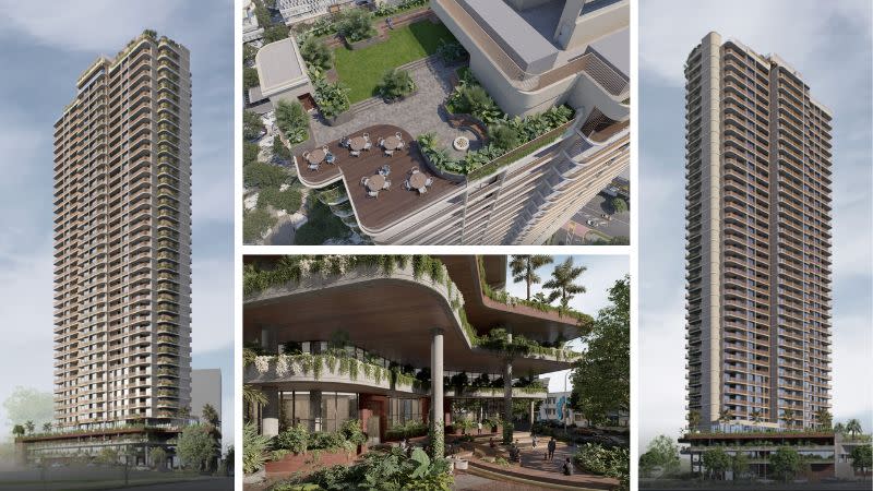Renderings of Pellicano's Boundary House build-to-rent tower proposed for South Brisbane.