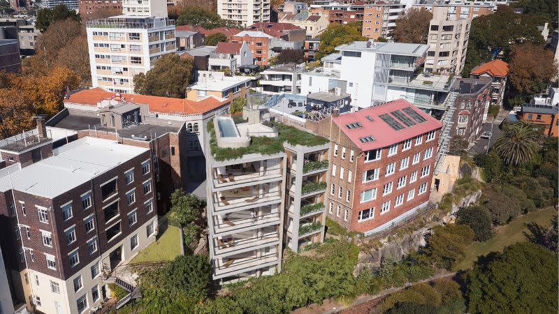 Five floors of luxury apartments in Potts Point in a new building render by TZG Architects.