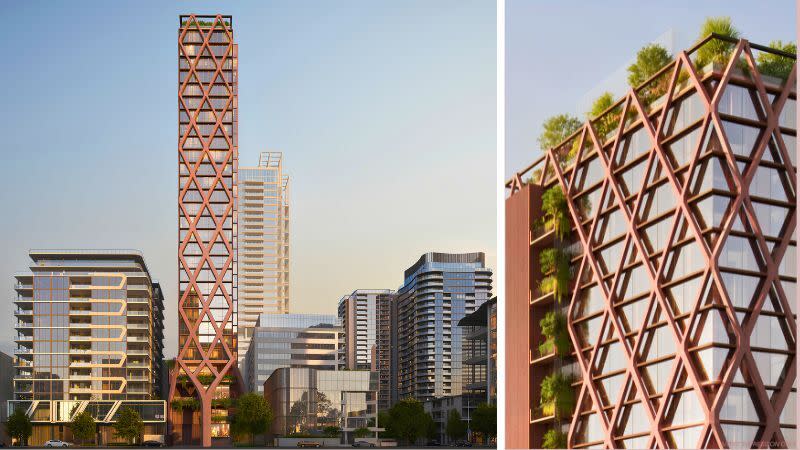 Renderings of the FK-designed tower scheme proposed by Renovo for 37 Cordelia Street, South Brisbane.