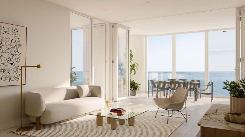 Open-plan design at Harlyn enhances natural light and airflow, blending elegance with a beachfront lifestyle.