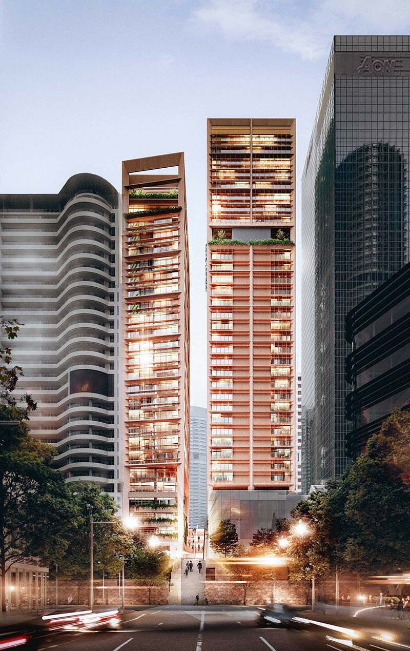 Gurner Kent Street towers render seen from Hickson Road 