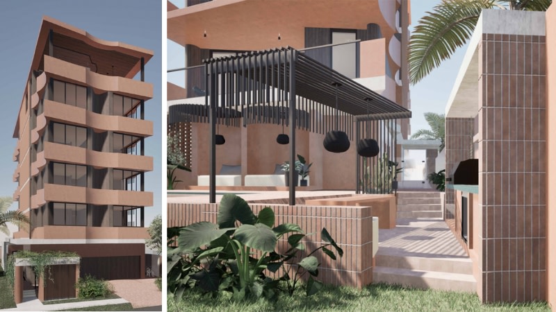 The approved six-storey proposal comprises four apartments sitting above ground-level communal recreation space and carparking.