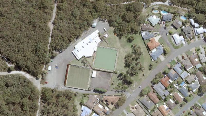 Fingal Bay Sports Club from above.