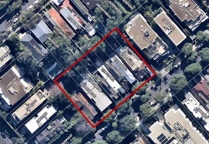 The proposed development site at 2-16 Spencer Street covers nine adjoining lots in Rose Bay.