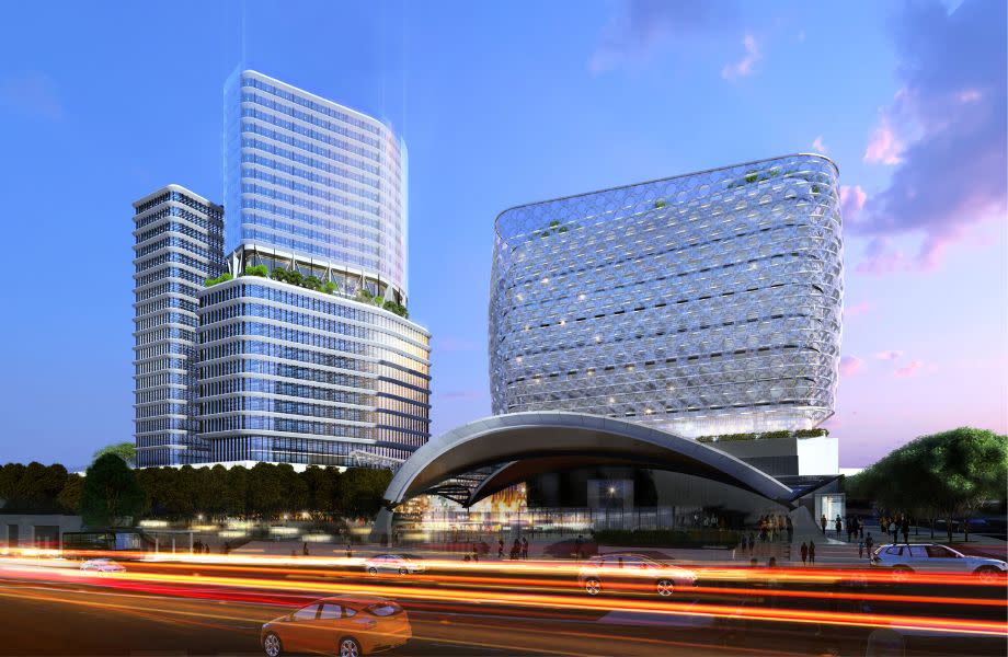 An artist's impression of the three mixed-use towers which Mulpha will build under the contract.