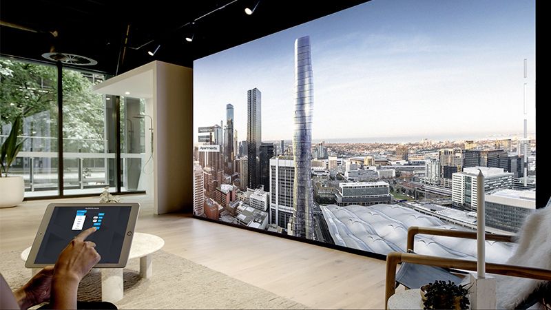 Colliers’ Melbourne Showroom with Development ID Connect and Showcase technology. Source: AD Group.
