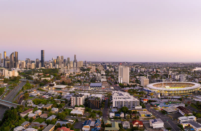 Aerial photo o Brisbane cityscape