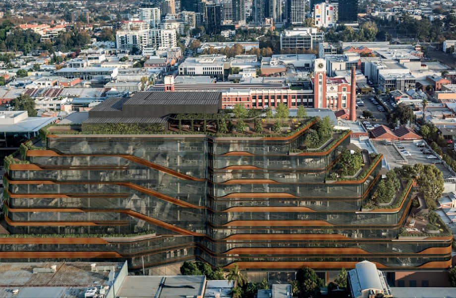 A terraced office building at 510 Church Street, Cremorne by Cox Architecture for Alfasi Group funded during Covid-19 from Merricks Capital.