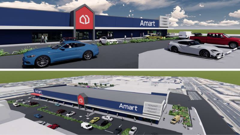 Renders of the proposed large format retail showroom at 540 Kessels Road, MacGregor.