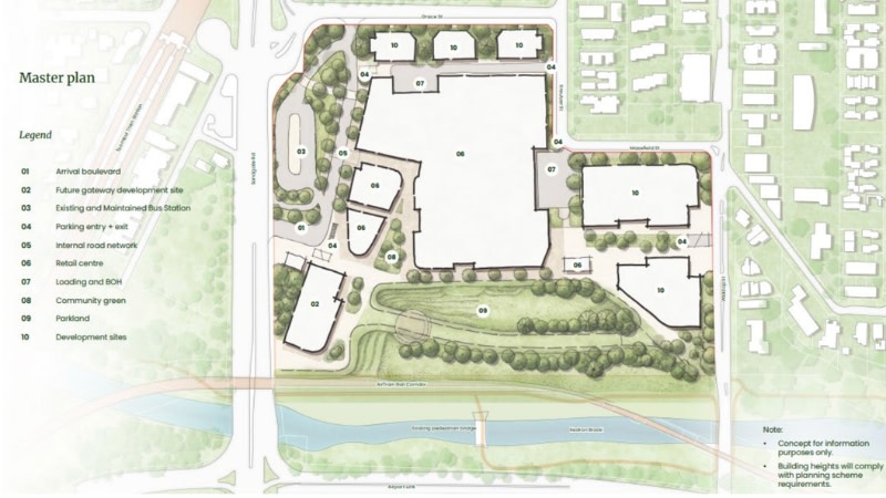 The proposed masterplan for the 9.9ha site at 1015 Sandgate Road, Nundah.