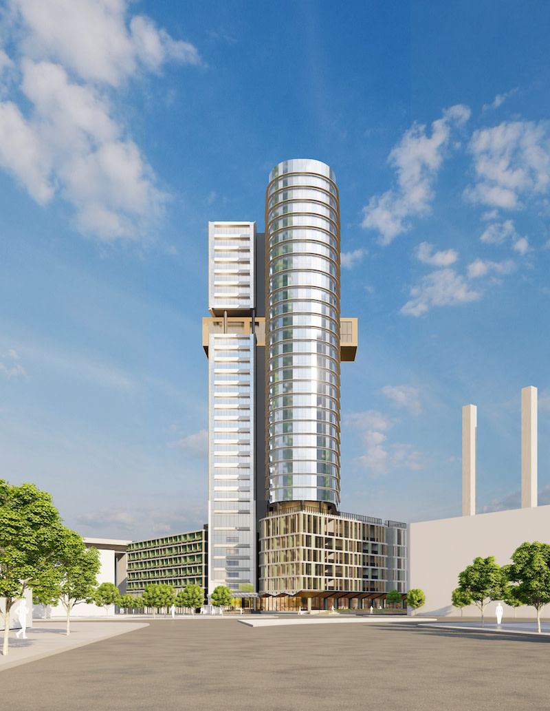 Fender Katsalidis' plans for the 31-storey project at 194 Lorimer Street in Melbourne's Docklands.