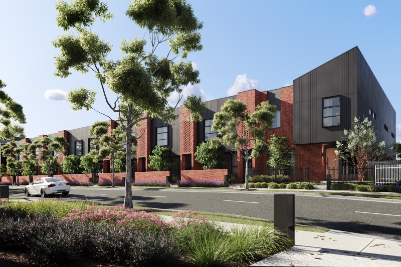 A render of part of the Bradmill Yarraville project by Frasers Property Australia in partnership with Irongate.