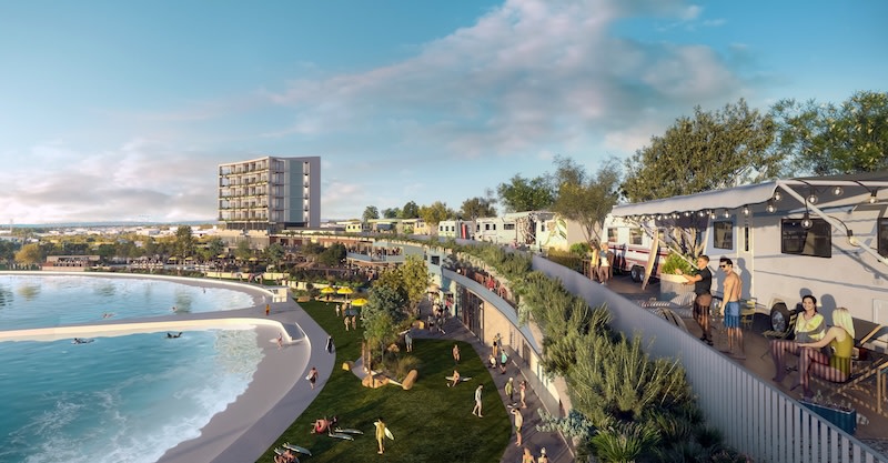 A rendering of the Perth Wave Pool now under way at Jandakot.