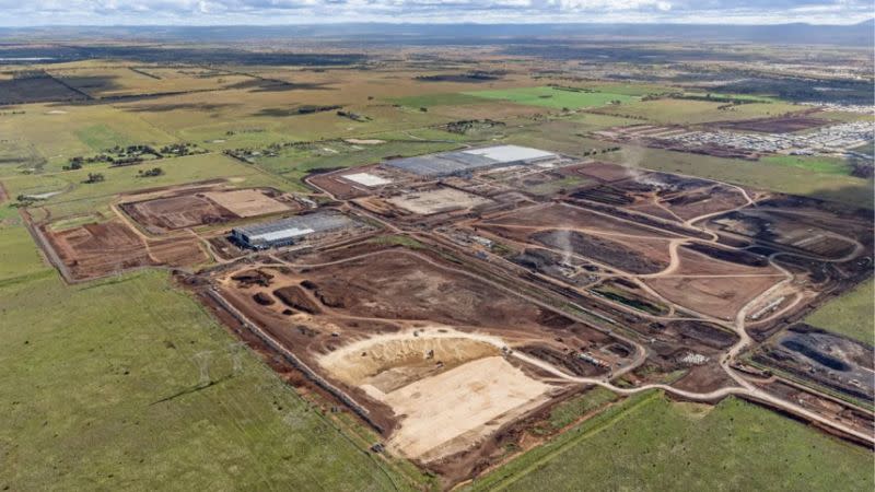 An aerial photo showing the Truganina site, which JLL says has already seen considerable infrastructure work. 