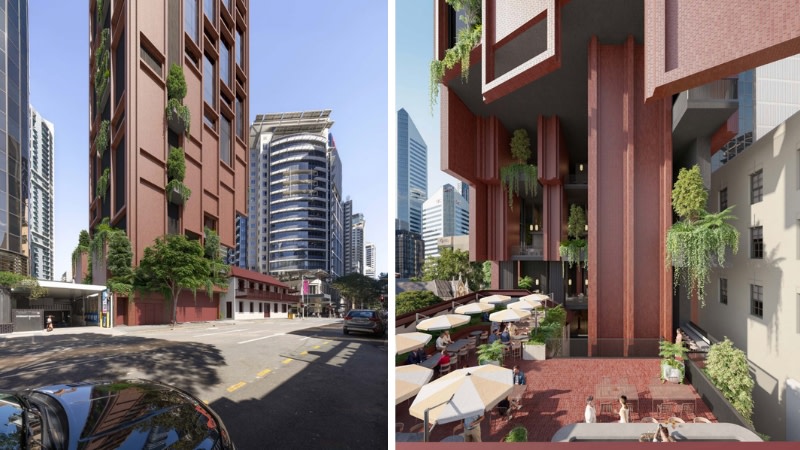 Renderings of the Bureau Proberts-designed tower addition proposed for Brisbane's Victory Hotel site at 127 Edward Street.