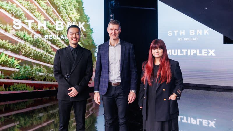 Jiaheng Chan, Ross Snowball and Adelene Teh at the STH BNK by Beulah, Multiplex announcement.