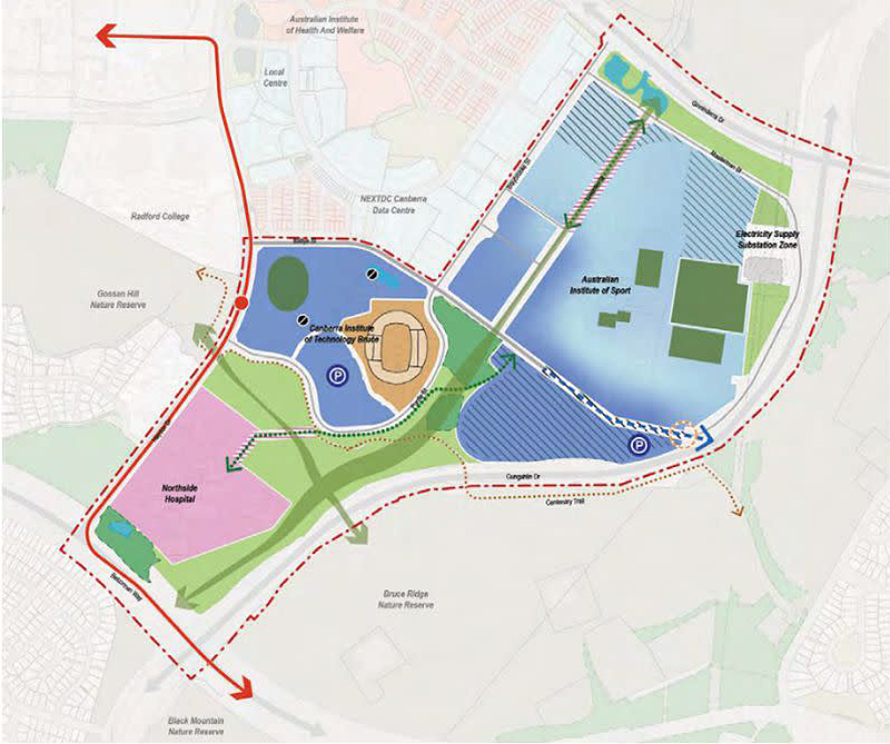 Bruce Master Plan scenario one would retain the current oval while creating a renewed Stadium and Entertainment Precinct.