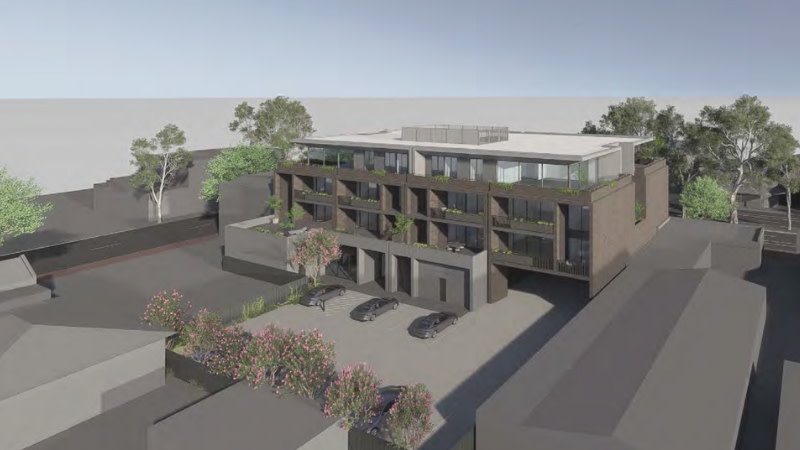 rendering of a carpark behind a four storey development in adelaide