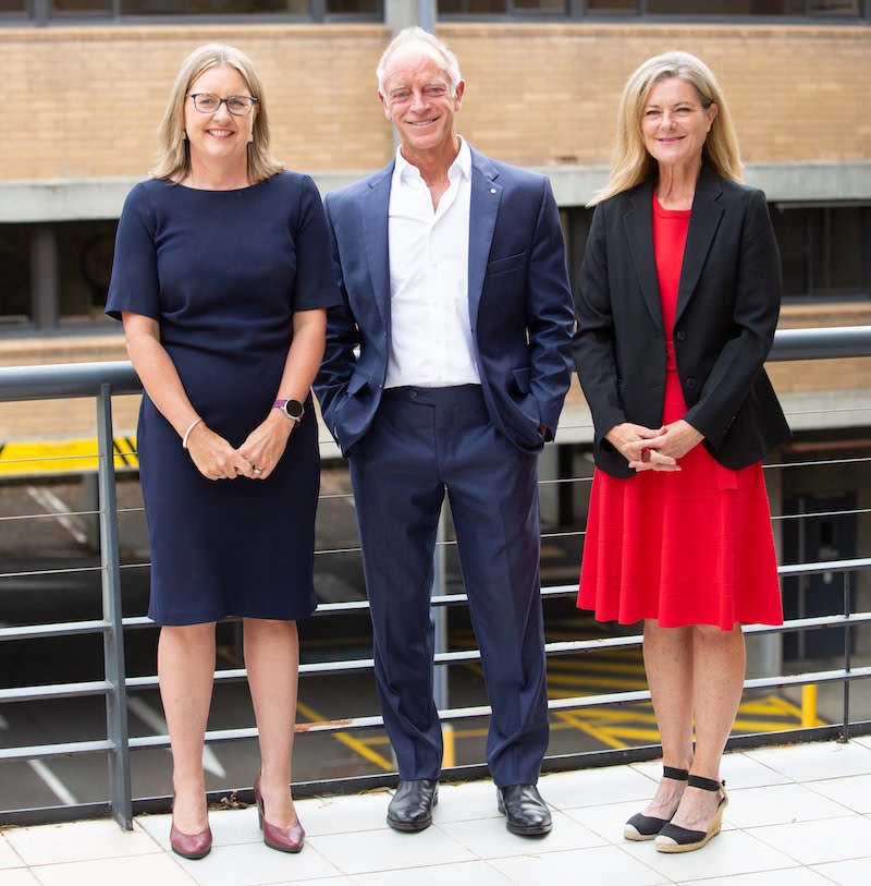 Victorian premier Jacinta Allan, Hamton founder Paul Hameister and Victorian planning minister Sonya Kilkenny at the former University of Melbourne's Hawthorn campus. 