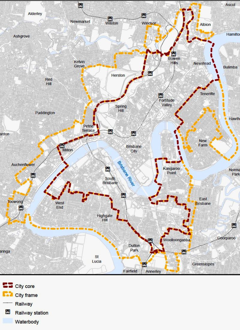 Map showing the proposed new suburbs to be included in the Brisbane City Council initiative.