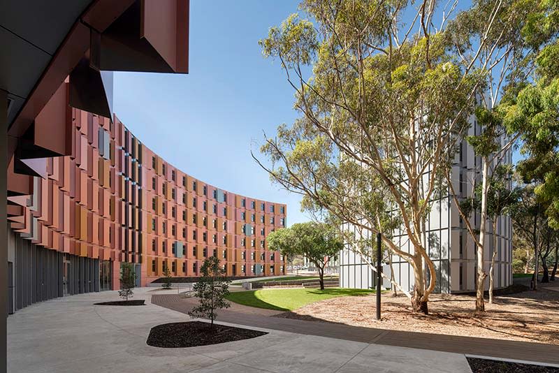 Jackson Clements Burrows’ mass timber student accommodation building at La Trobe Bundoora