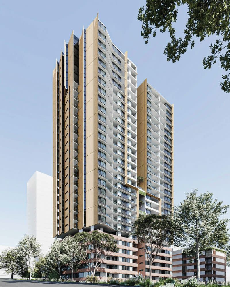 An artist's impression of the development.   The three-building development uses only about 30 per cent of the property acquired by Landmark Group.